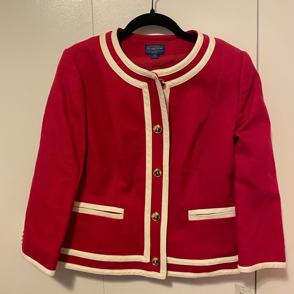 Pendleton red heavy poplin cotton blazer, size 10P, NWT